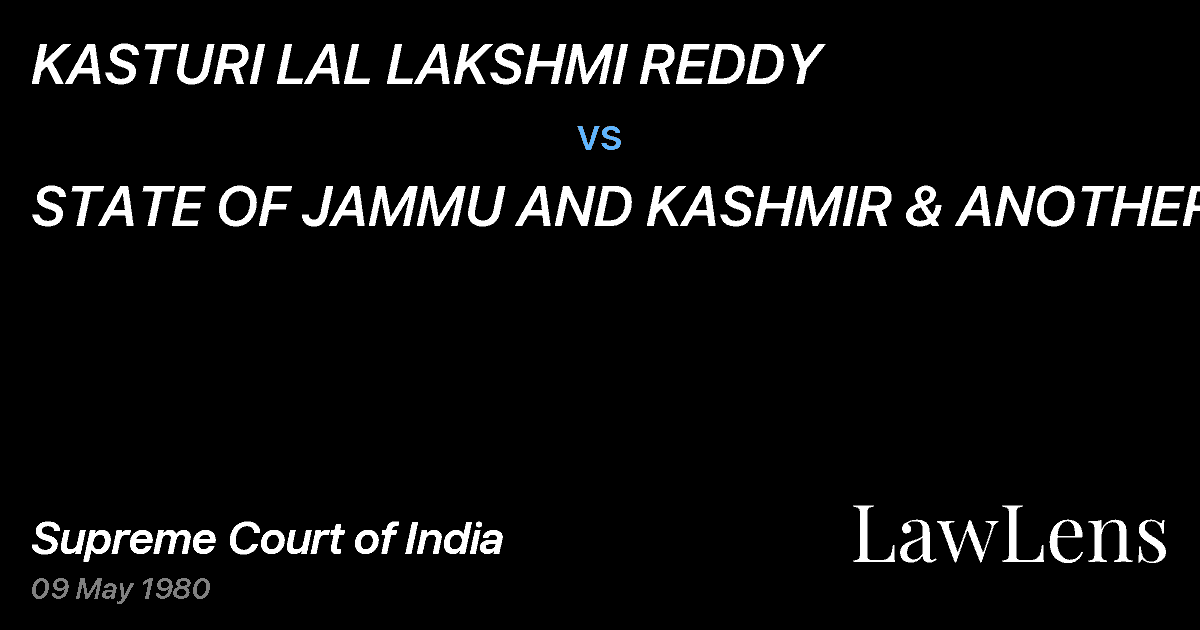 Preview image for KASTURI LAL LAKSHMI REDDY vs. STATE OF JAMMU AND KASHMIR & ANOTHER