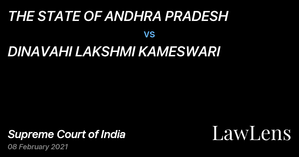 Preview image for THE STATE OF ANDHRA PRADESH vs. DINAVAHI LAKSHMI KAMESWARI