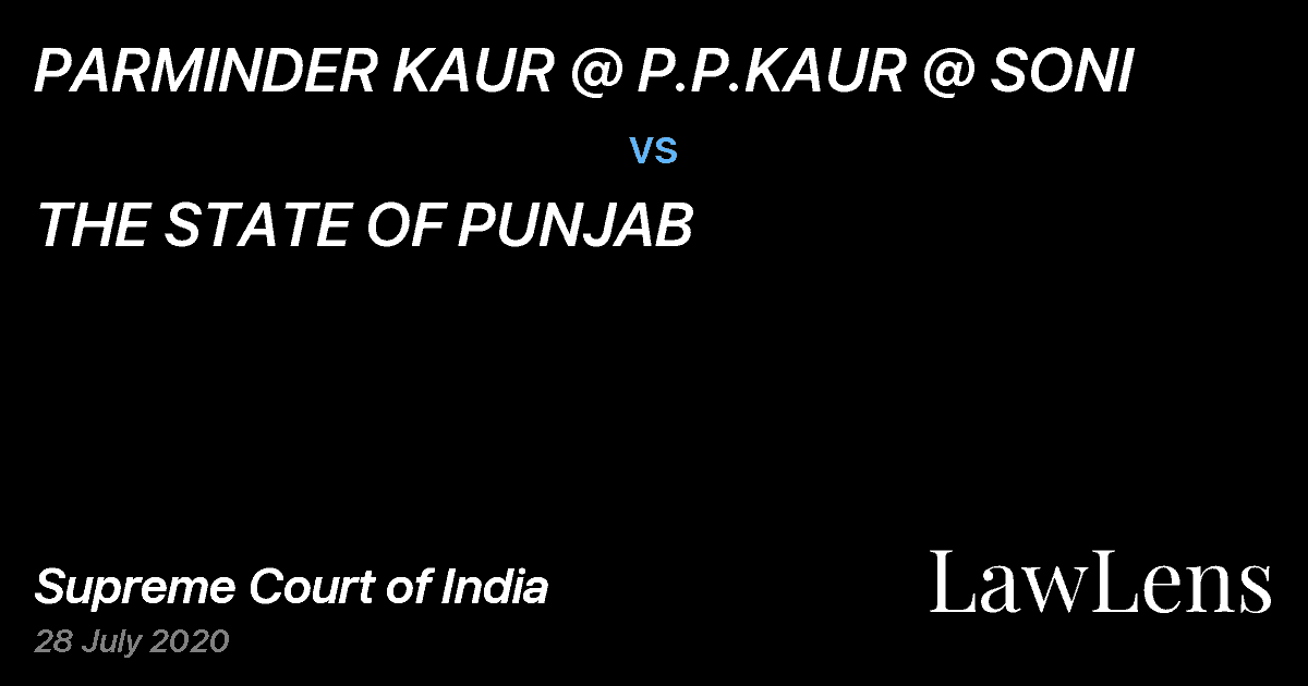 Preview image for PARMINDER KAUR @ P.P.KAUR @ SONI vs. THE STATE OF PUNJAB