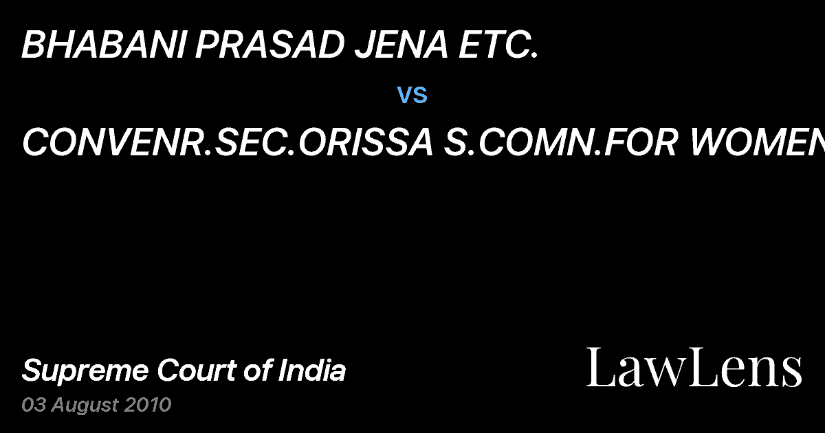 Preview image for BHABANI PRASAD JENA ETC. vs. CONVENR.SEC.ORISSA S.COMN.FOR WOMEN&ANR.