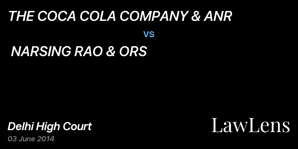 Preview image for THE COCA COLA COMPANY & ANR vs. NARSING RAO & ORS