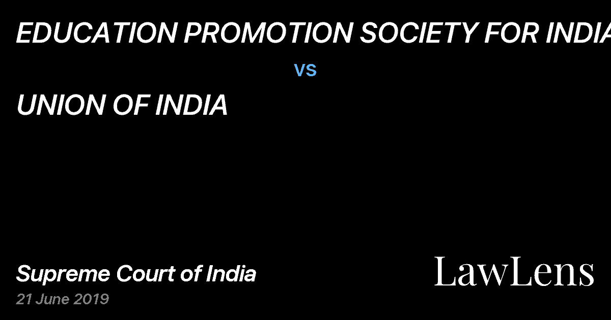 Preview image for EDUCATION PROMOTION SOCIETY FOR INDIA vs. UNION OF INDIA