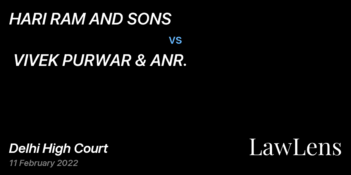 Preview image for HARI RAM AND SONS  vs.  VIVEK PURWAR & ANR.