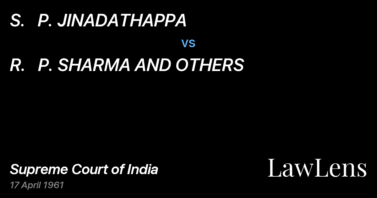Preview image for S.   P. JINADATHAPPA vs. R.   P. SHARMA AND OTHERS