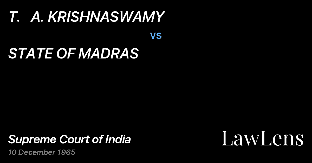 Preview image for T.   A. KRISHNASWAMY vs. STATE OF MADRAS