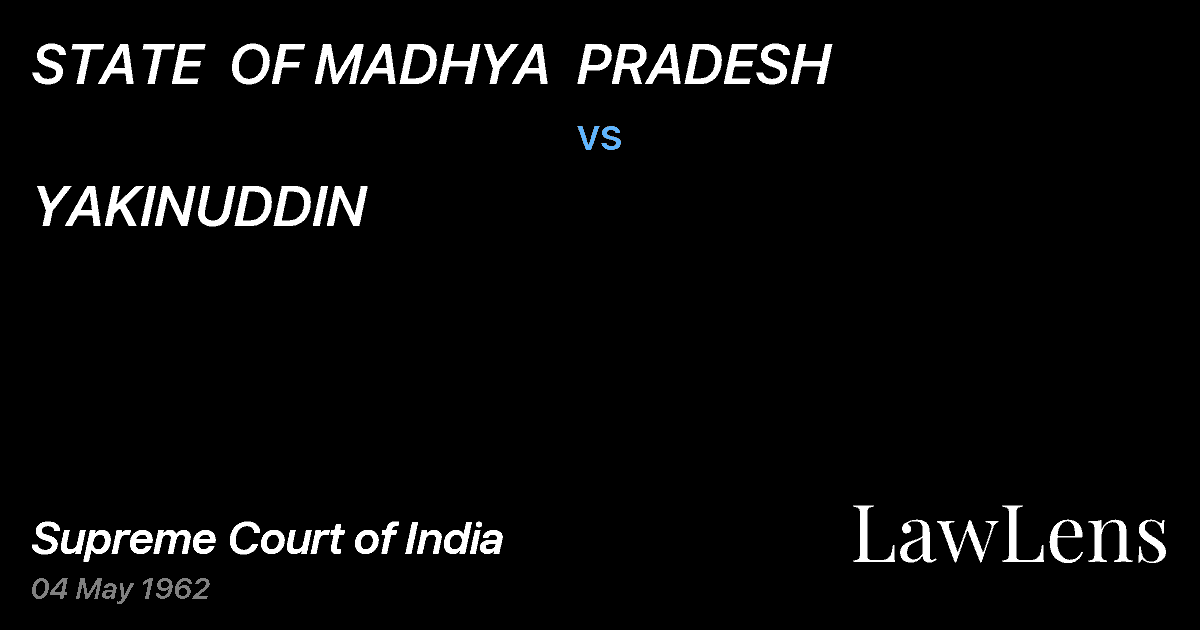 Preview image for STATE  OF MADHYA  PRADESH vs. YAKINUDDIN