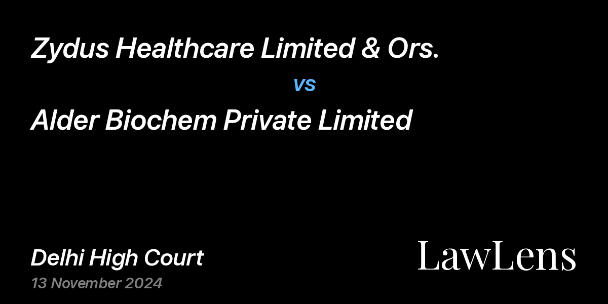Preview image for Zydus Healthcare Limited & Ors. vs. Alder Biochem Private Limited