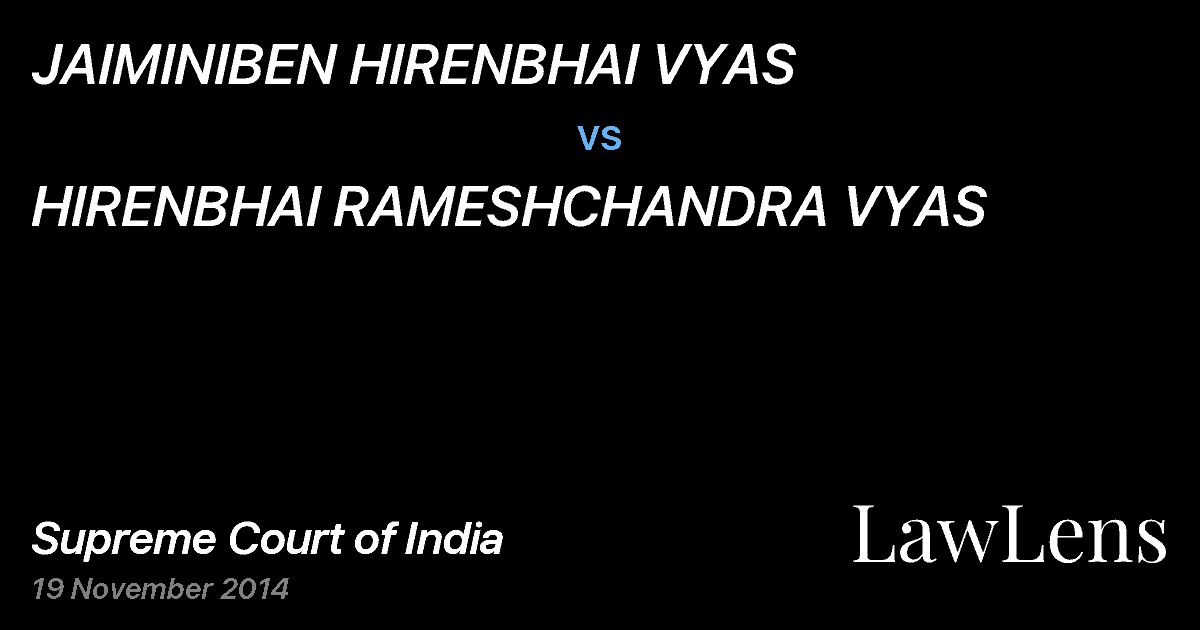 Preview image for JAIMINIBEN HIRENBHAI VYAS vs. HIRENBHAI RAMESHCHANDRA VYAS