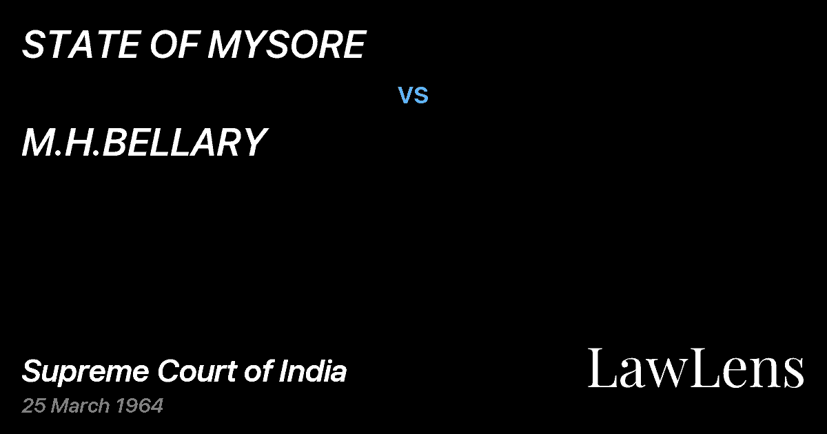 Preview image for STATE OF MYSORE vs. M.H.BELLARY