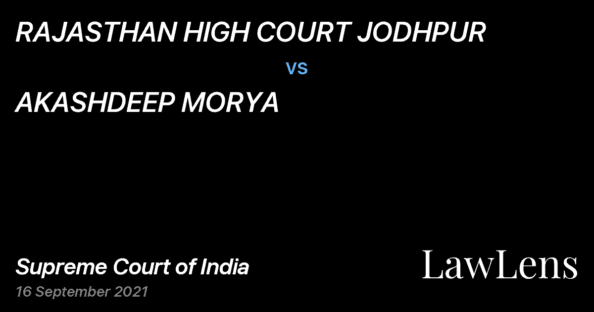 Preview image for RAJASTHAN HIGH COURT JODHPUR vs. AKASHDEEP MORYA