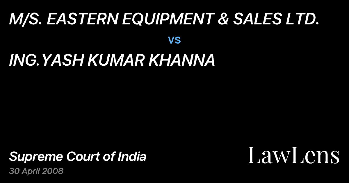 Preview image for M/S. EASTERN EQUIPMENT & SALES LTD. vs. ING.YASH KUMAR KHANNA