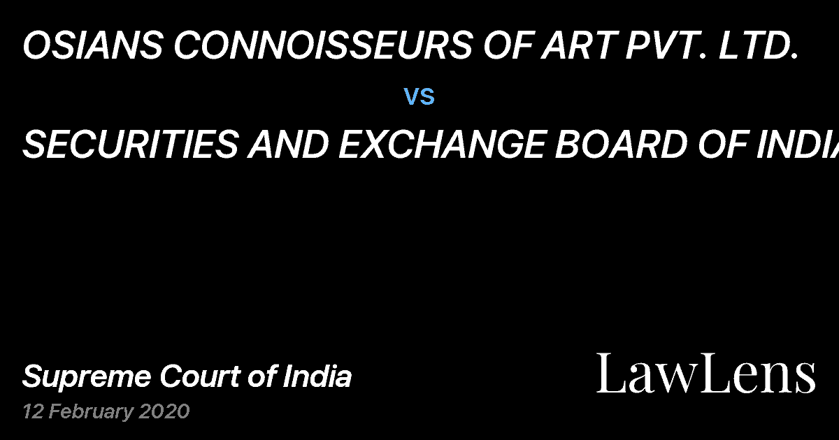 Preview image for OSIANS CONNOISSEURS OF ART PVT. LTD. vs. SECURITIES AND EXCHANGE BOARD OF INDIA