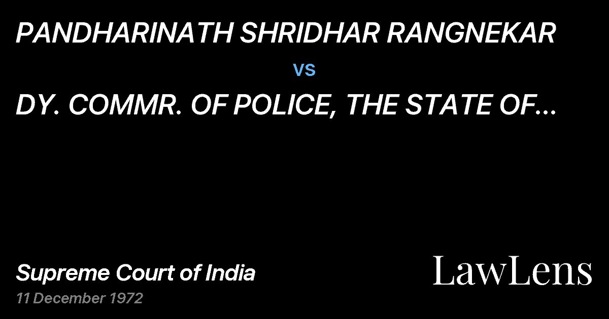 Preview image for PANDHARINATH SHRIDHAR RANGNEKAR vs. DY. COMMR.  OF POLICE, THE STATE OF MAHRASHTRA