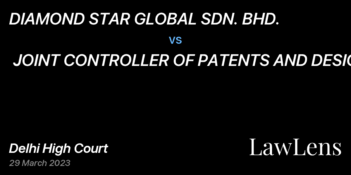Preview image for DIAMOND STAR GLOBAL SDN. BHD. vs. JOINT CONTROLLER OF PATENTS AND DESIGNS