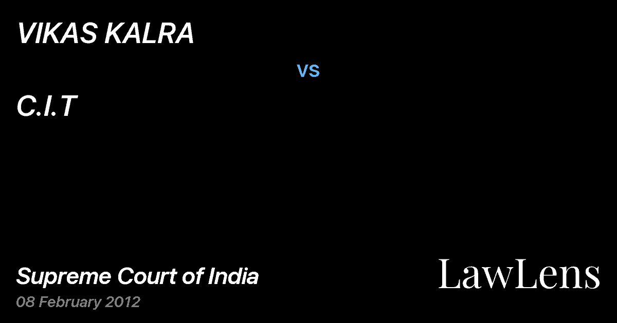 Preview image for VIKAS KALRA vs. C.I.T