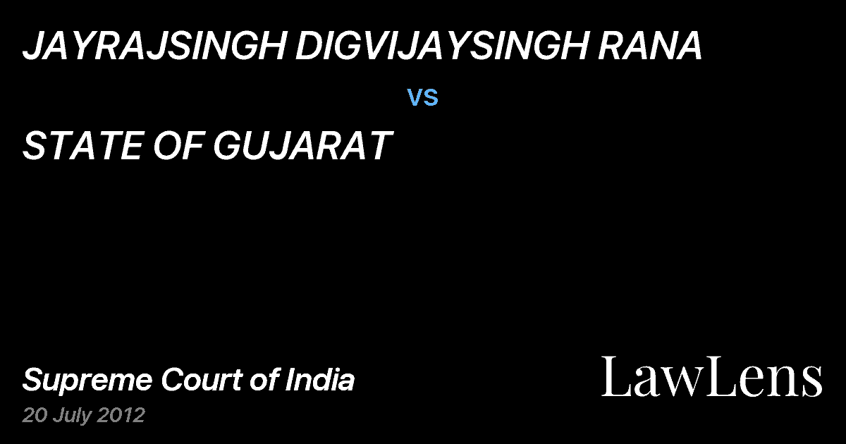 Preview image for JAYRAJSINGH DIGVIJAYSINGH RANA vs. STATE OF GUJARAT