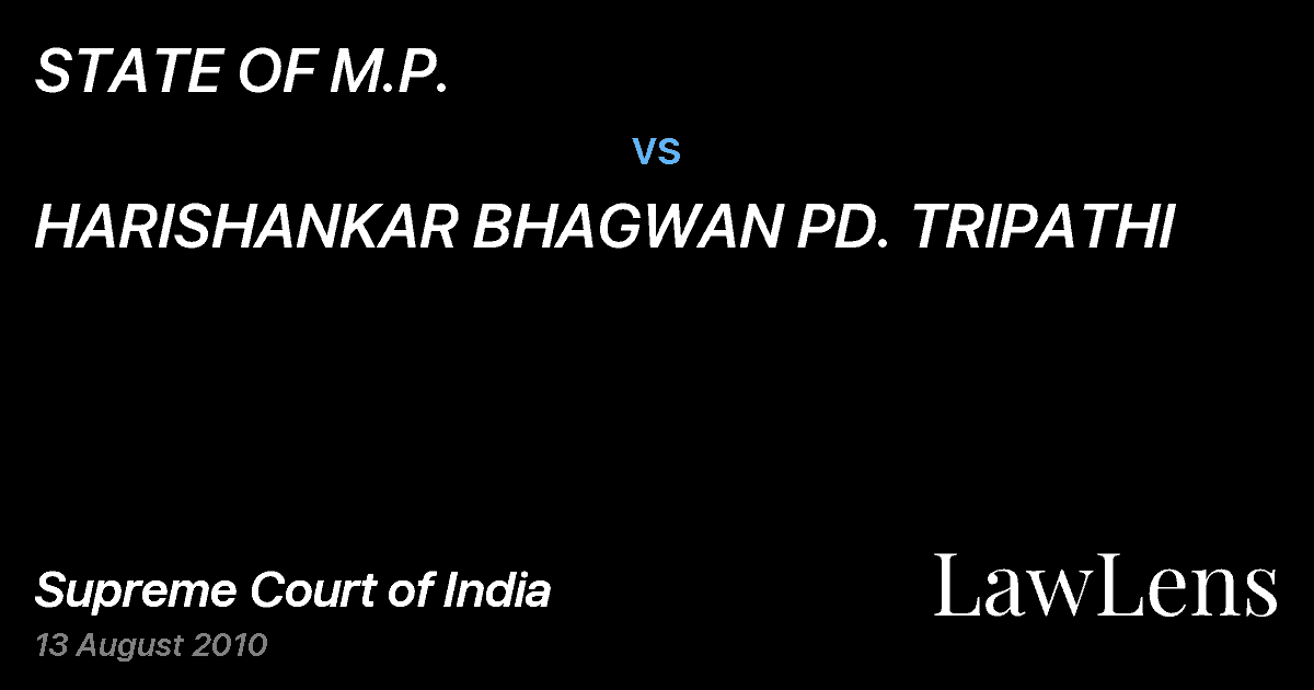 Preview image for STATE OF M.P. vs. HARISHANKAR BHAGWAN PD. TRIPATHI