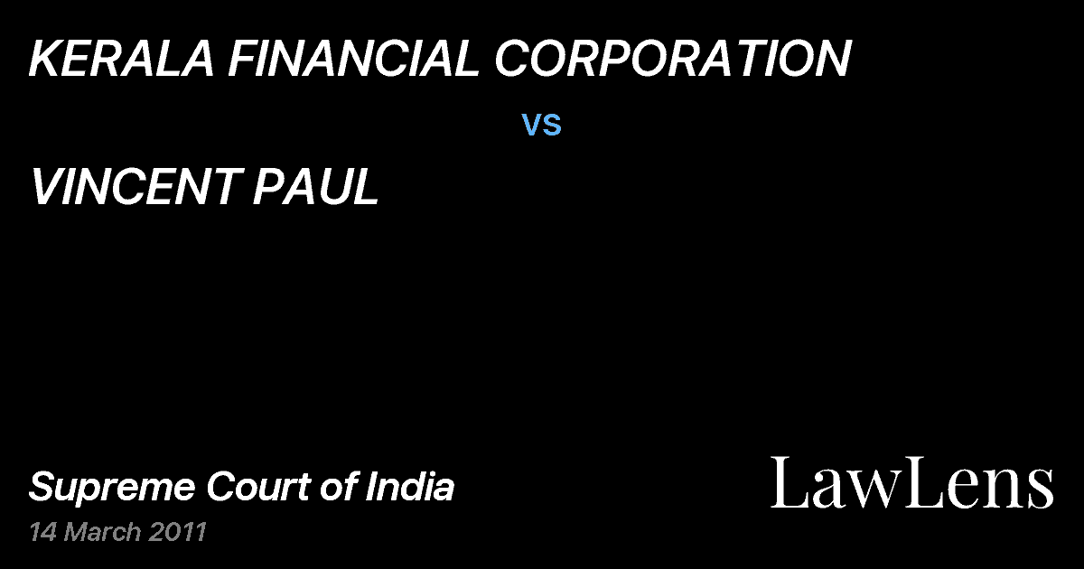 Preview image for KERALA FINANCIAL CORPORATION vs. VINCENT PAUL