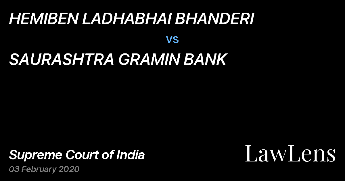 Preview image for HEMIBEN LADHABHAI BHANDERI vs. SAURASHTRA GRAMIN BANK
