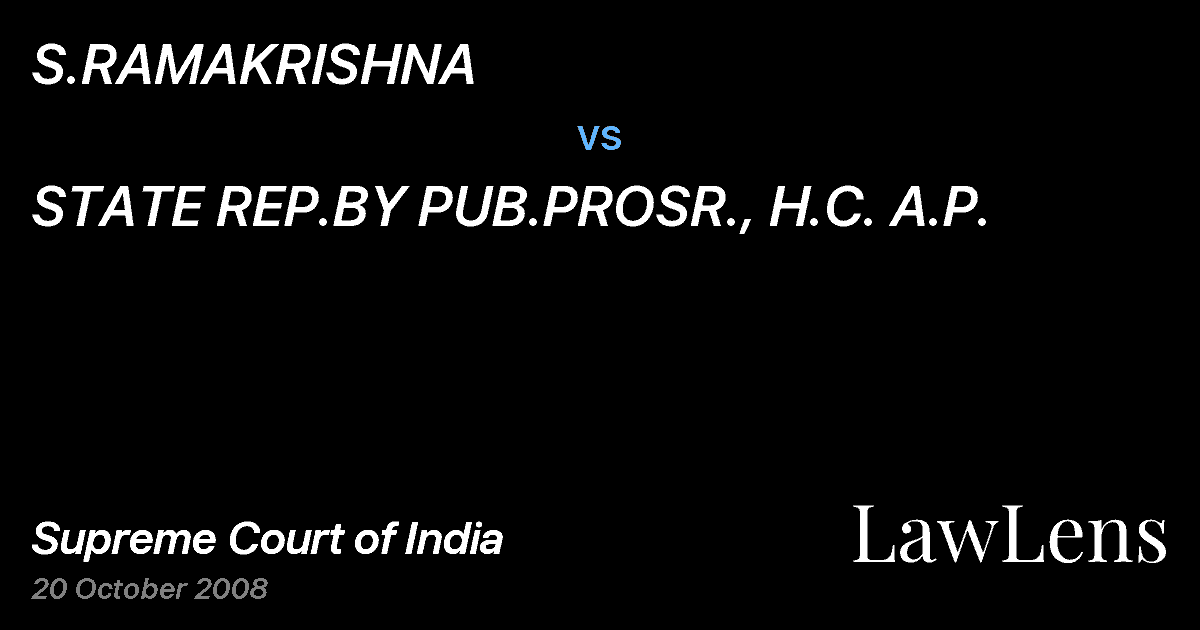 Preview image for S.RAMAKRISHNA vs. STATE REP.BY PUB.PROSR., H.C. A.P.