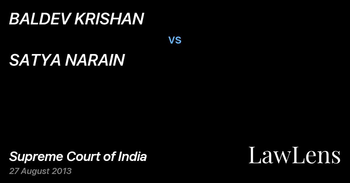 Preview image for BALDEV KRISHAN vs. SATYA NARAIN
