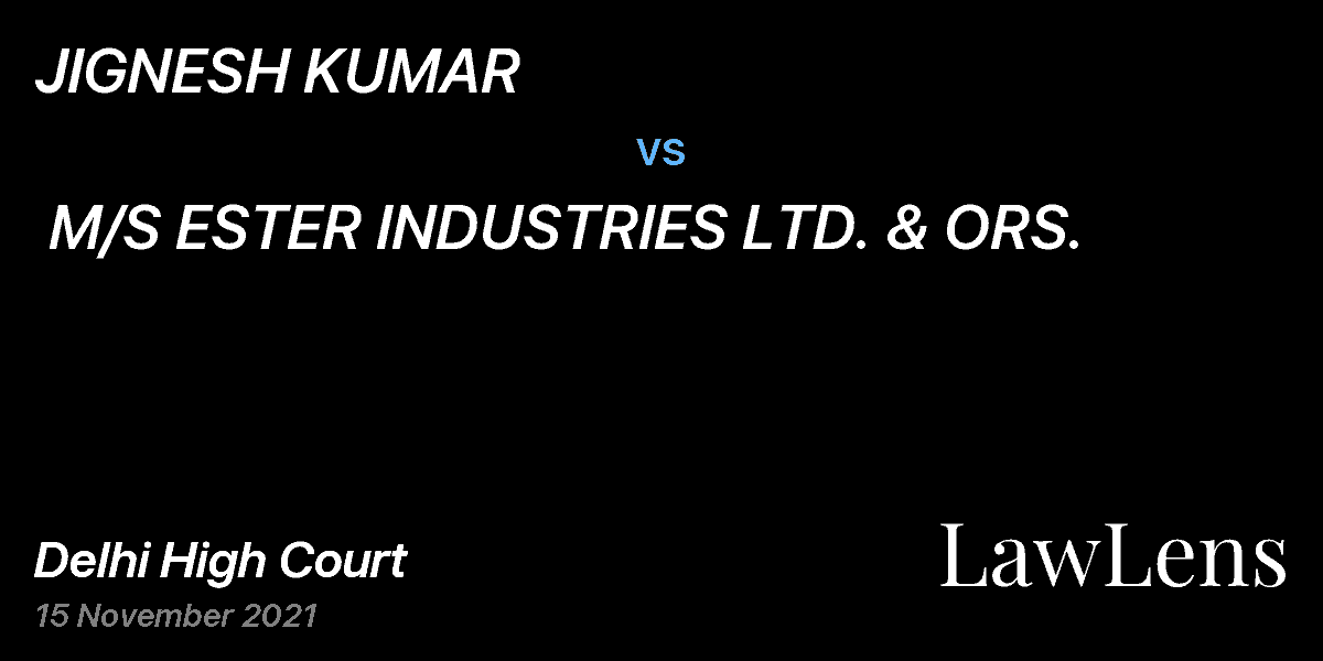Preview image for JIGNESH KUMAR  vs.  M/S ESTER INDUSTRIES LTD. & ORS.