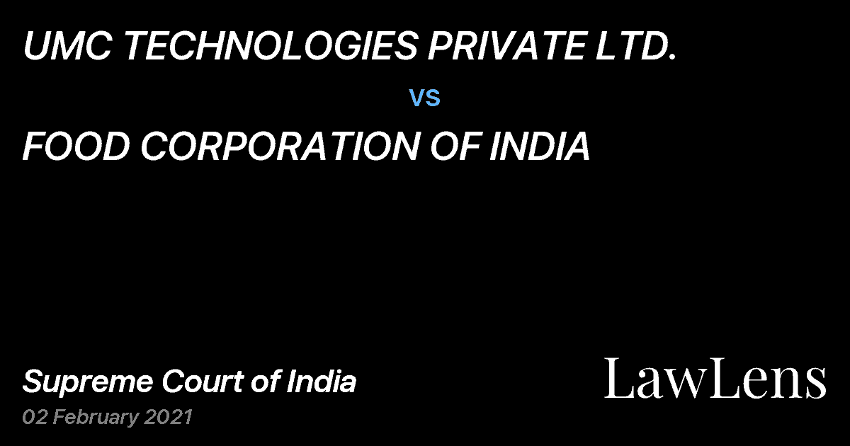 Preview image for UMC TECHNOLOGIES PRIVATE LTD. vs. FOOD CORPORATION OF INDIA