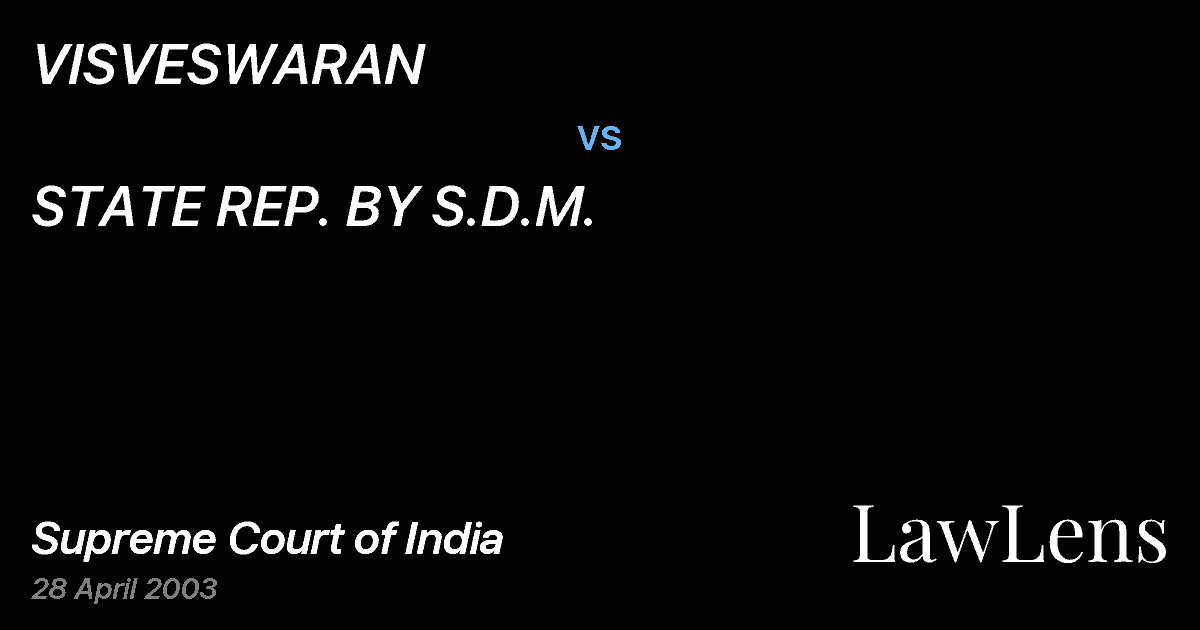 Preview image for VISVESWARAN vs. STATE REP. BY S.D.M.