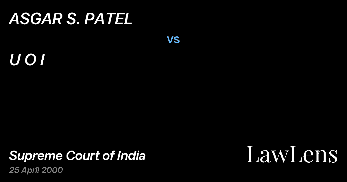 Preview image for ASGAR S. PATEL vs. U O I