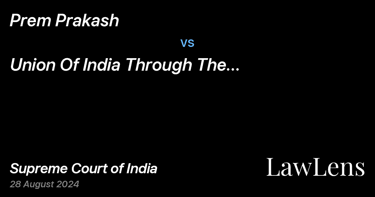 Preview image for PREM PRAKASH vs. UNION OF INDIA THROUGH THE DIRECTORATE OF ENFORCEMENT