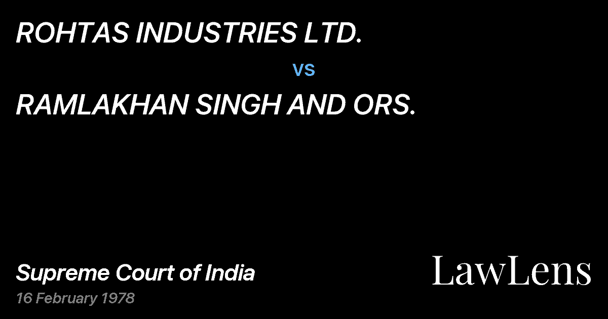Preview image for ROHTAS INDUSTRIES LTD. vs. RAMLAKHAN SINGH AND ORS.