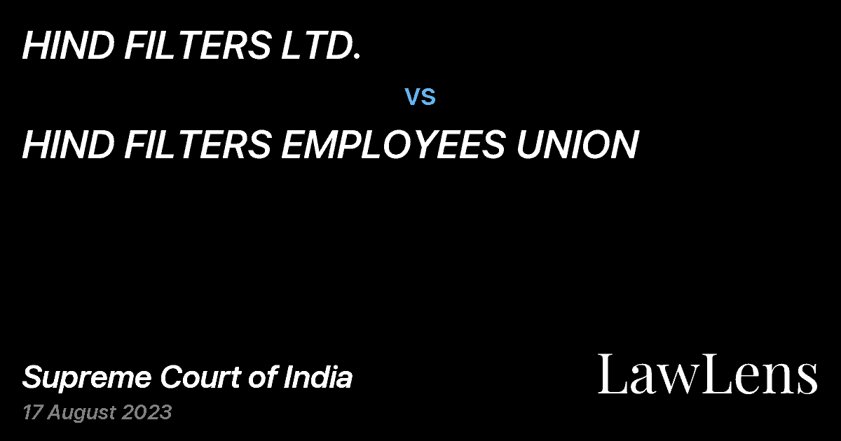Preview image for HIND FILTERS LTD. vs. HIND FILTERS EMPLOYEES UNION