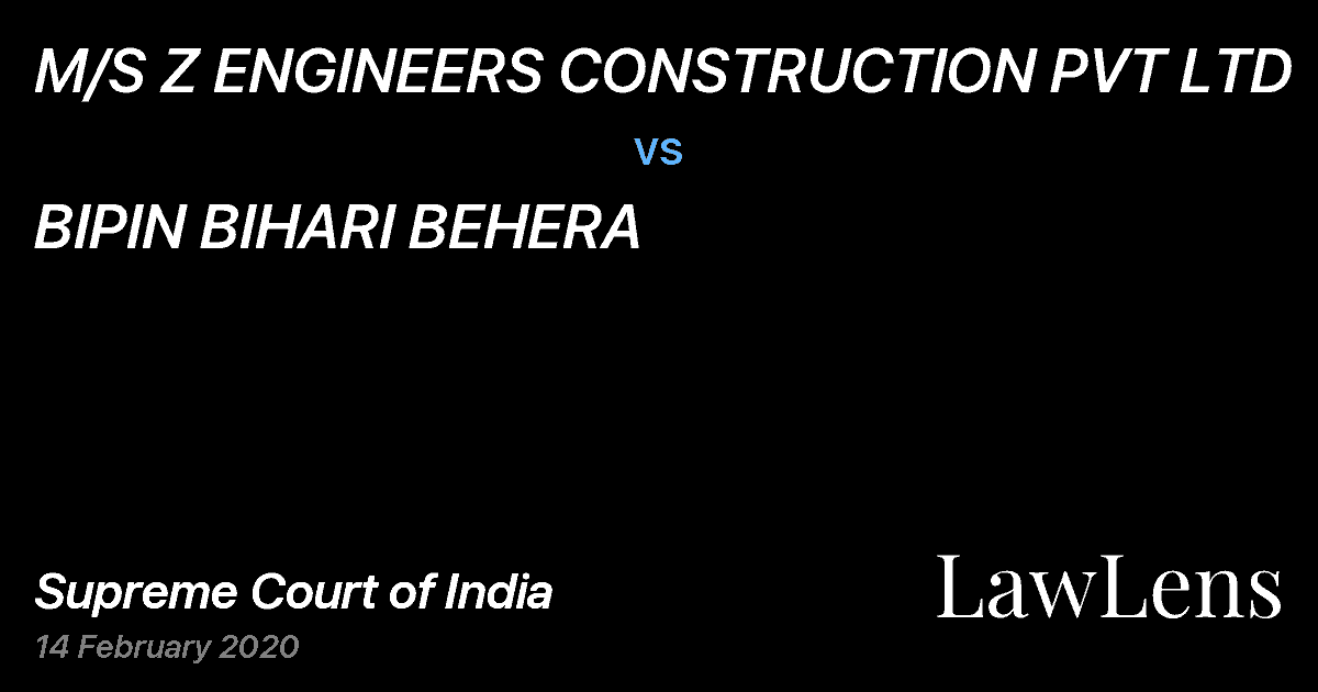 Preview image for M/S Z ENGINEERS CONSTRUCTION PVT LTD vs. BIPIN BIHARI BEHERA