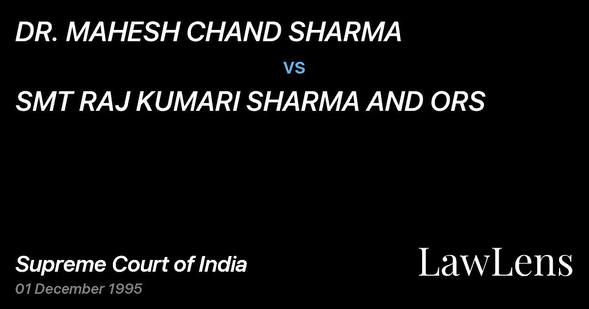 Preview image for DR. MAHESH CHAND SHARMA vs. SMT RAJ KUMARI SHARMA AND ORS