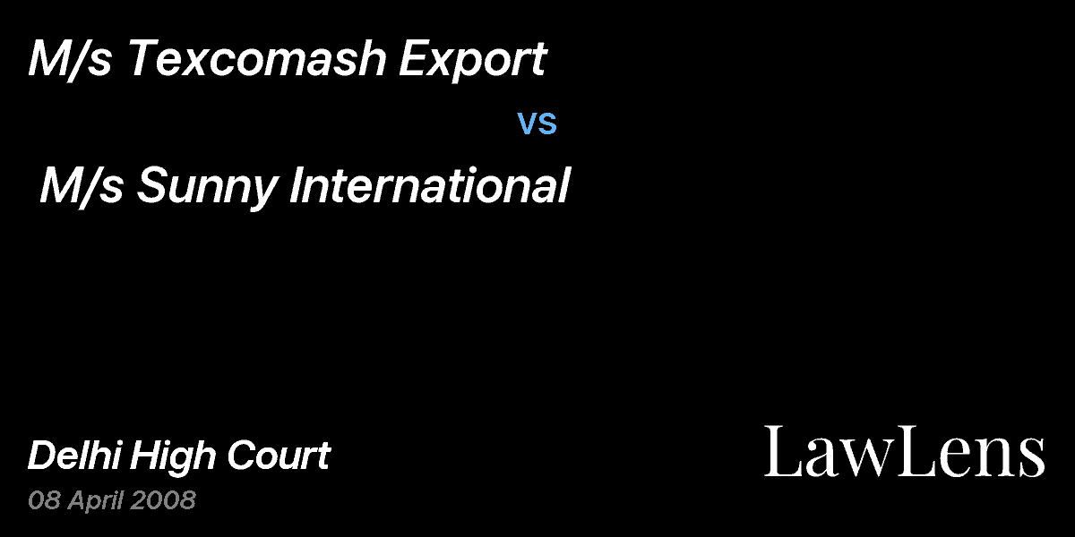 Preview image for M/s Texcomash Export  vs.  M/s Sunny International