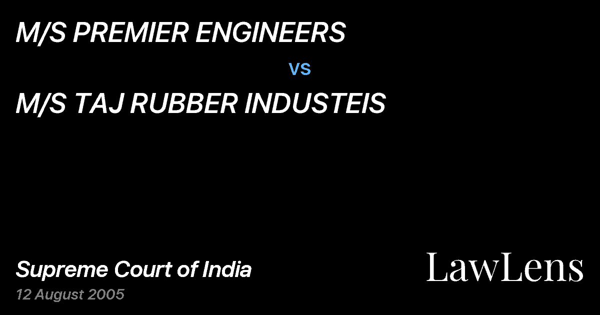 Preview image for M/S PREMIER ENGINEERS vs. M/S TAJ RUBBER INDUSTEIS