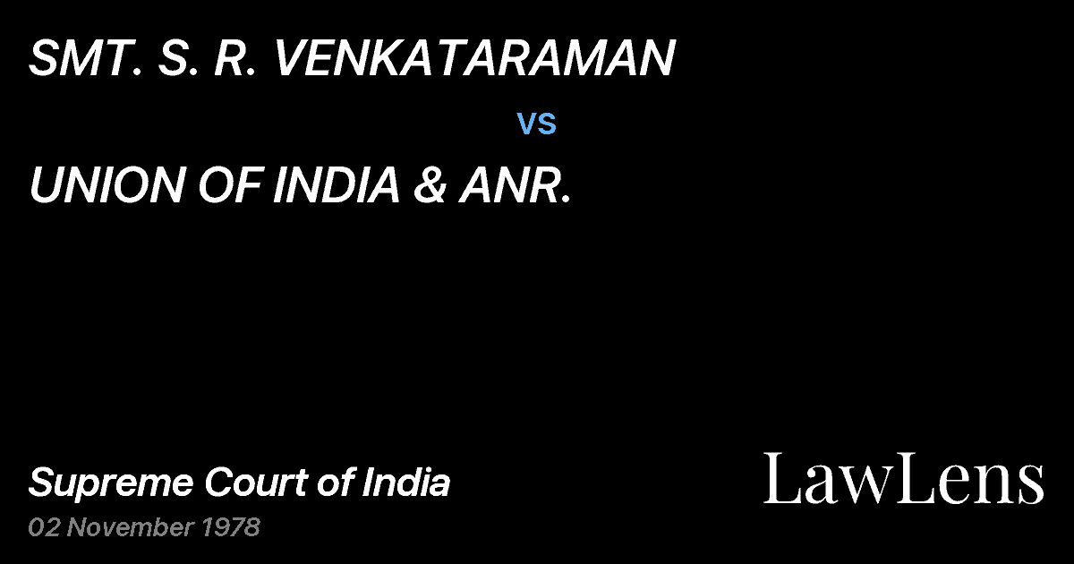 Preview image for SMT. S. R. VENKATARAMAN vs. UNION OF INDIA & ANR.