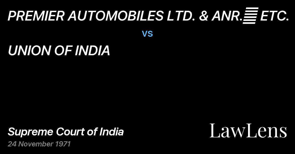 Preview image for PREMIER AUTOMOBILES LTD. & ANR.	 ETC. vs. UNION OF INDIA