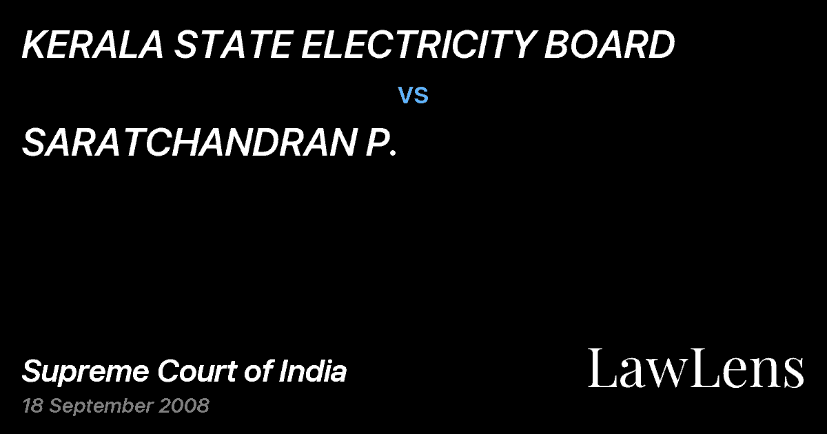Preview image for KERALA STATE ELECTRICITY BOARD vs. SARATCHANDRAN P.