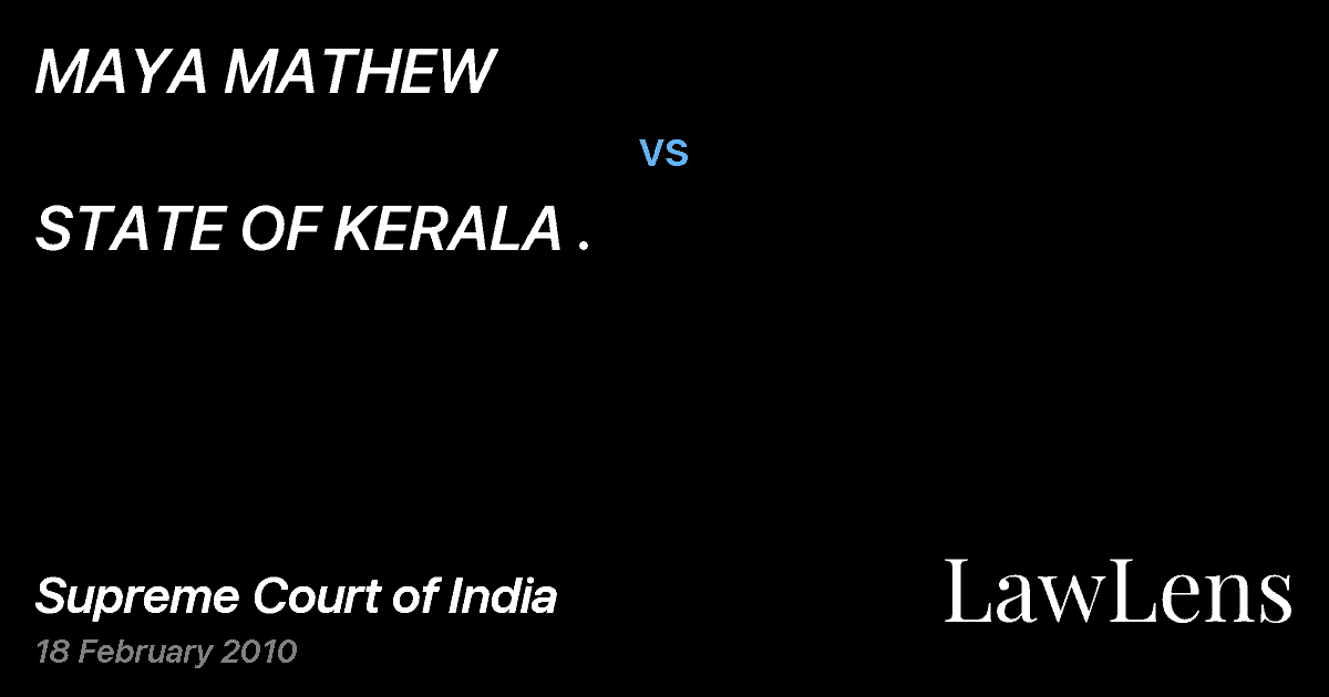 Preview image for MAYA MATHEW vs. STATE OF KERALA .