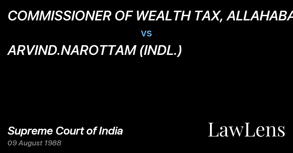 Preview image for COMMISSIONER OF WEALTH TAX, ALLAHABAD vs. ARVIND.NAROTTAM (INDL.)