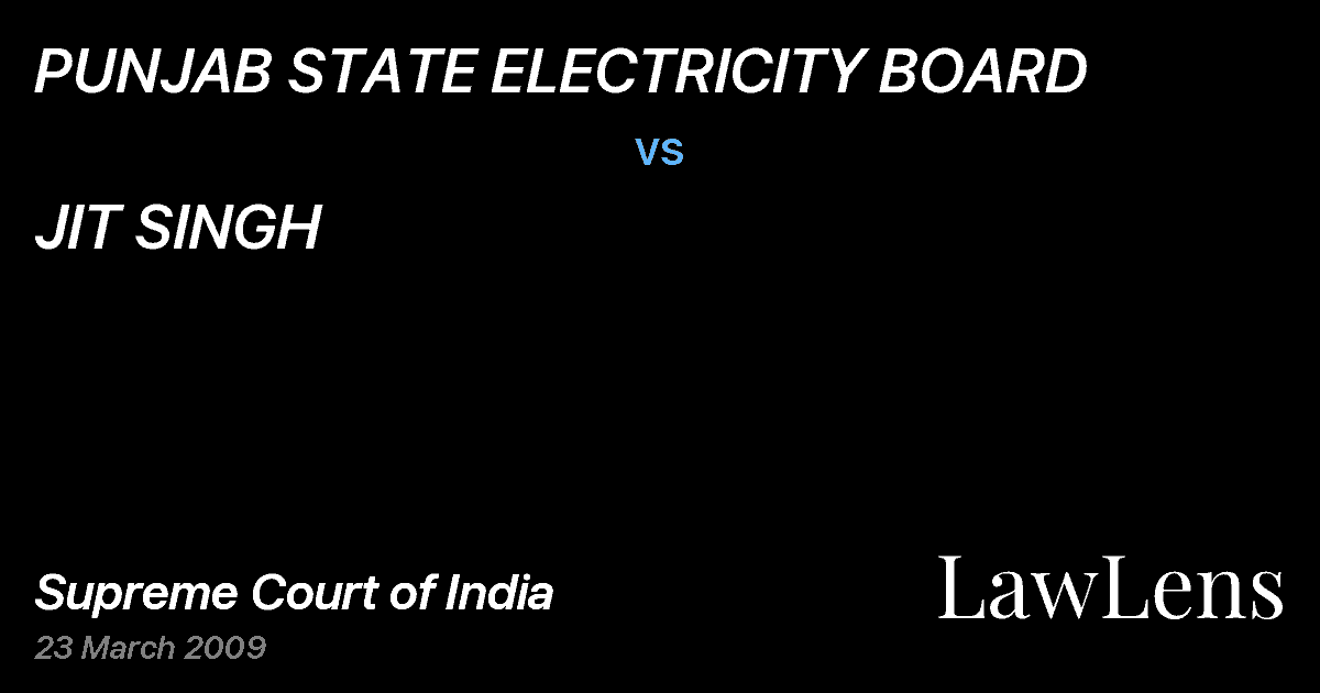 Preview image for PUNJAB STATE ELECTRICITY BOARD vs. JIT SINGH