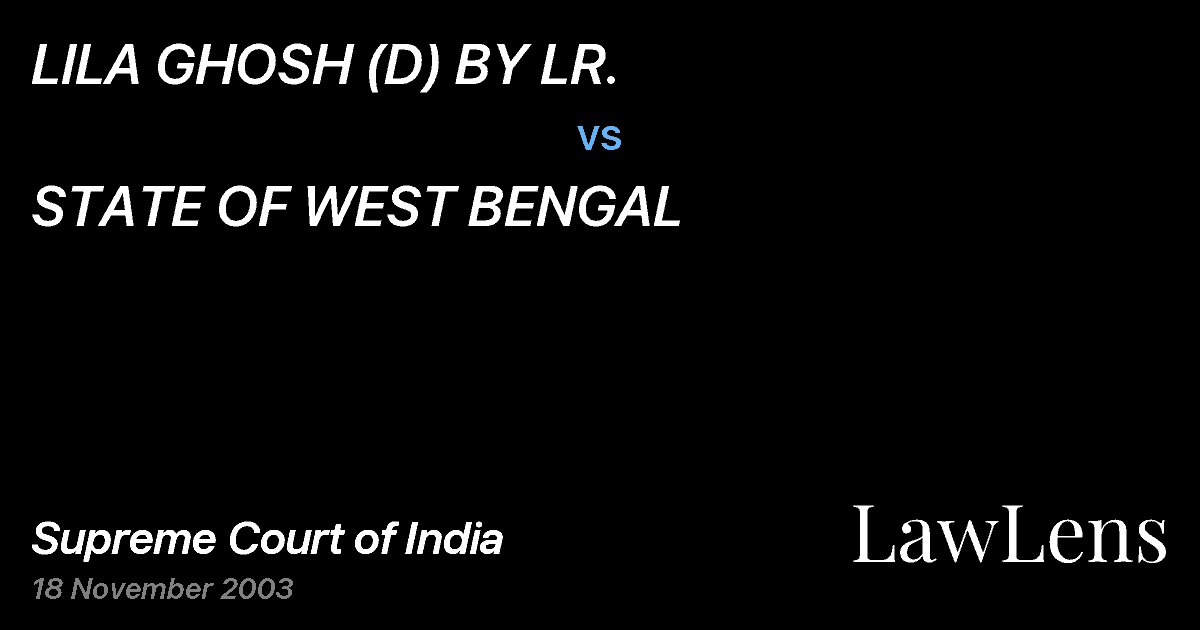 Preview image for LILA GHOSH (D) BY LR. vs. STATE OF WEST BENGAL