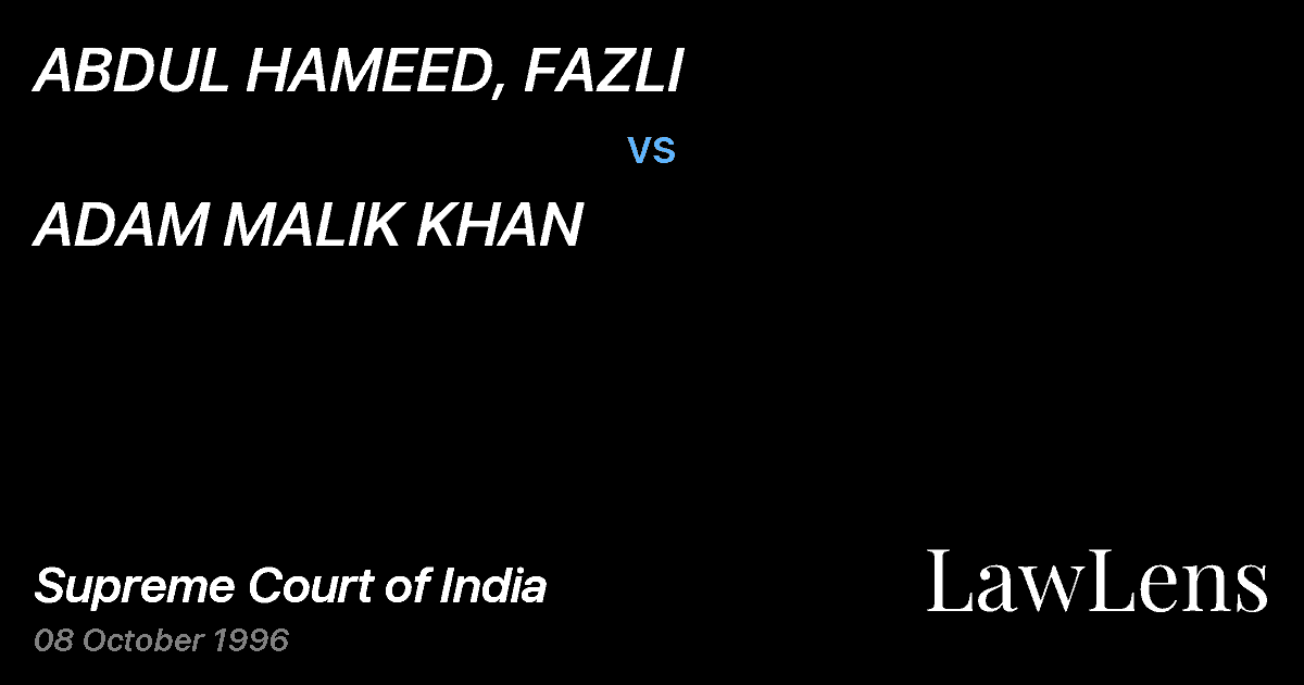 Preview image for ABDUL HAMEED, FAZLI vs. ADAM MALIK KHAN