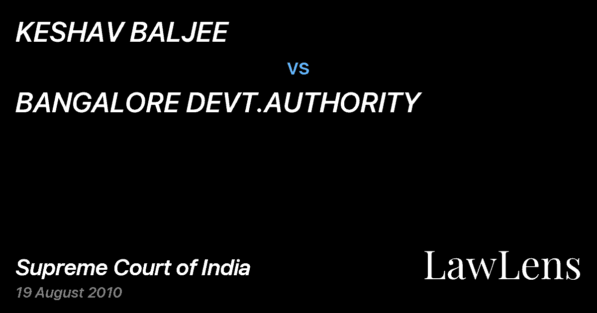 Preview image for KESHAV BALJEE vs. BANGALORE DEVT.AUTHORITY
