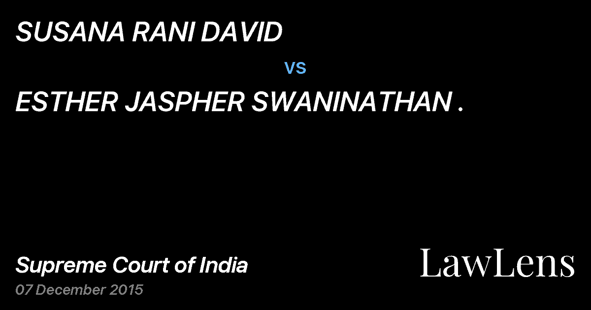 Preview image for SUSANA RANI DAVID vs. ESTHER JASPHER SWANINATHAN .
