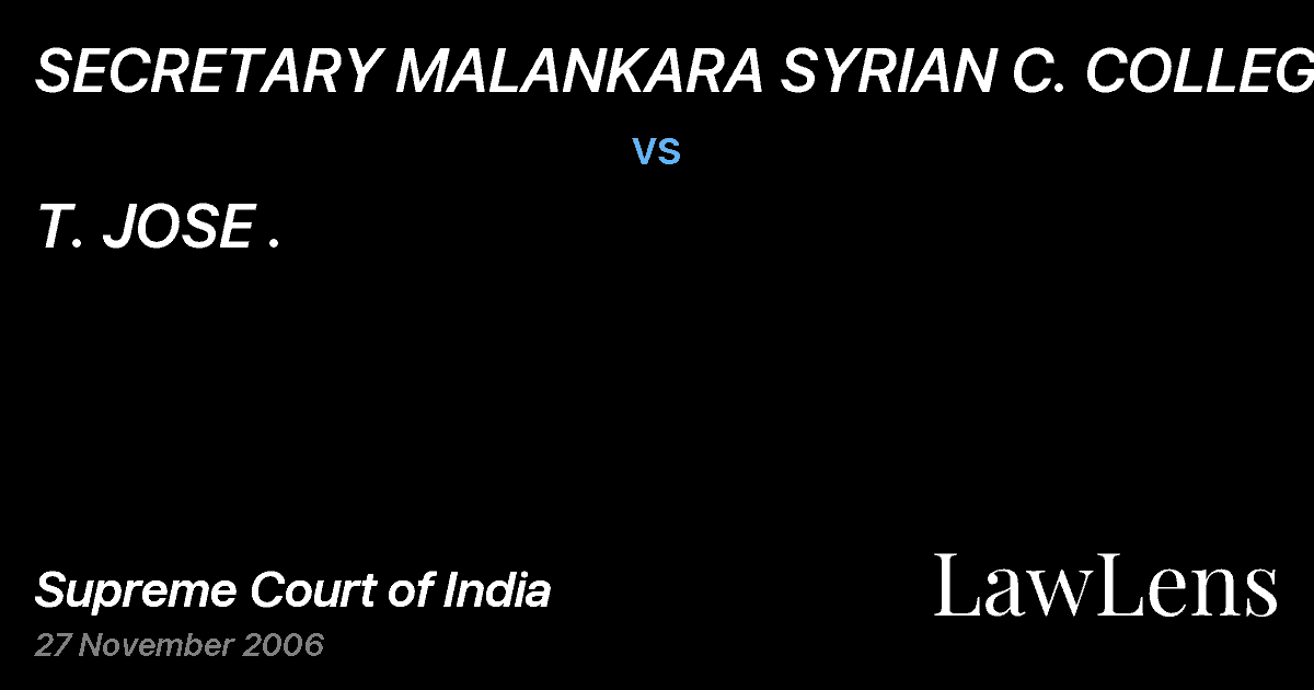 Preview image for SECRETARY MALANKARA SYRIAN C. COLLEGE vs. T. JOSE .