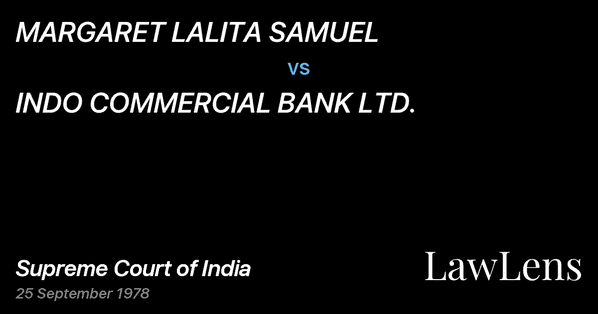 Preview image for MARGARET LALITA SAMUEL vs. INDO COMMERCIAL BANK LTD.