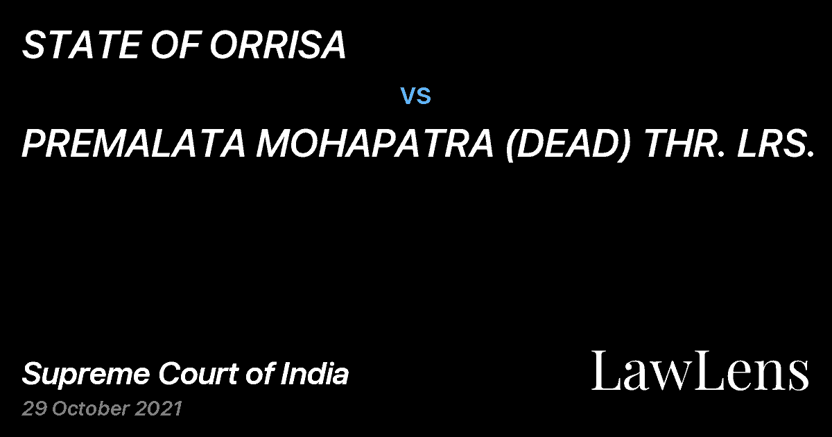 Preview image for STATE OF ORRISA vs. PREMALATA MOHAPATRA (DEAD) THR. LRS.