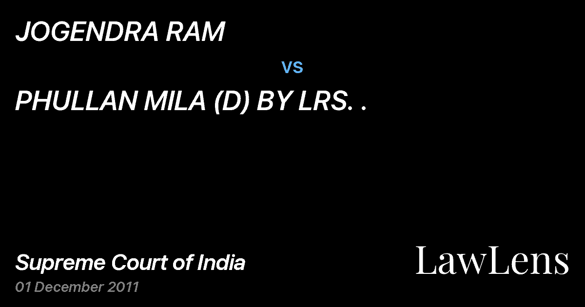 Preview image for JOGENDRA RAM vs. PHULLAN MILA (D) BY LRS. .